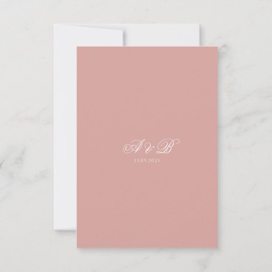 Elegant Classic Dusty Rose Monogram Script Wedding RSVP Kaartje (Achterkant)