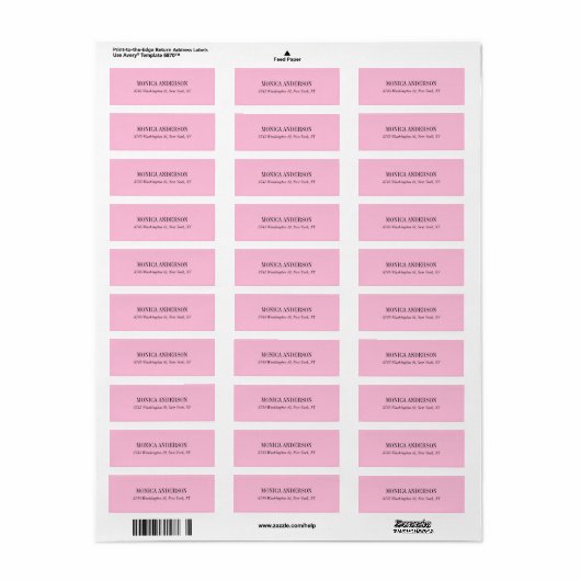 Elegant Classic Eenvoudig Roze Uniek Origineel Etiket (Full Sheet)