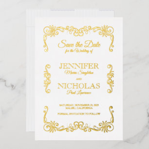 Elegant Classic en Pleal Wedding Folie Uitnodiging