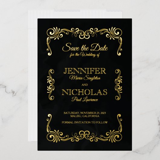 Elegant Classic en Pleal Wedding Folie Uitnodiging (Envelop)
