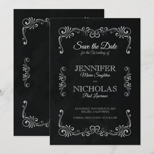 Elegant Classic en Pleal Wedding Kaart (Voorkant / Achterkant)