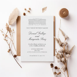 Elegant Classic Estate Illustration Wedding Invita Kaart