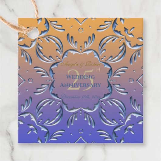 Elegant Classic Fancy 25th Wedding Jubileum Bedankjes Labels (Voorkant)