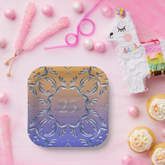 Elegant Classic Fancy 25th Wedding Jubileum Papieren Bordje (Feest)