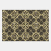 Elegant Classic Faux Gold en zwarte patronen Inpakpapier Vel (Voorkant 3)