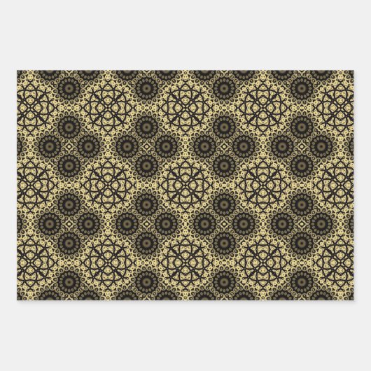 Elegant Classic Faux Gold en zwarte patronen Inpakpapier Vel (Voorkant 3)