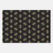 Elegant Classic Faux Gold en zwarte patronen Inpakpapier Vel (Voorkant)