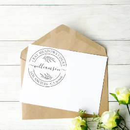 Elegant Classic Floral Family Name Return Address Zelfinktende Stempel