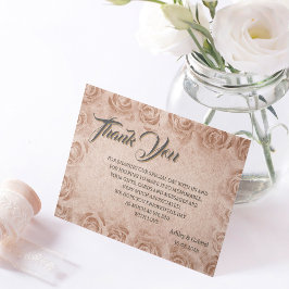 Elegant Classic Floral Rustic Wedding Thank You 3 Bedankkaart