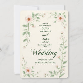 Elegant Classic Floral Wedding Invitation Kaart