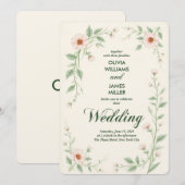 Elegant Classic Floral Wedding Invitation Kaart (Voorkant / Achterkant)
