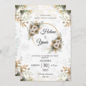 Elegant Classic Floral Wedding Invitation Kaart (Voorkant / Achterkant)