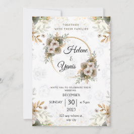Elegant Classic Floral Wedding Invitation Kaart