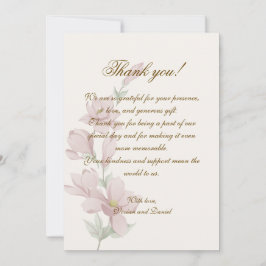 Elegant Classic Floral Wedding Thank You Card Bedankkaart