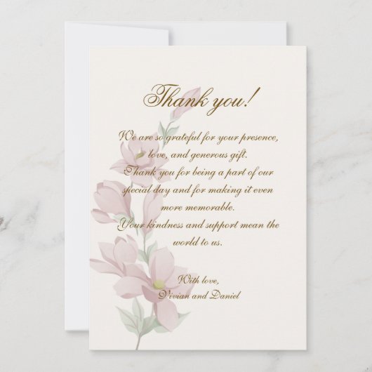 Elegant Classic Floral Wedding Thank You Card Bedankkaart (Voorkant)