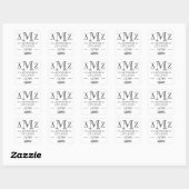 Elegant Classic Flourish Monogram Retouradres Vierkante Sticker (Vel)