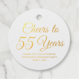 Elegant Classic Foil Cheers to 55 Years Gold Bedankjes Labels