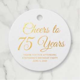 Elegant Classic Foil Cheers to 75 Years Gold Bedankjes Labels