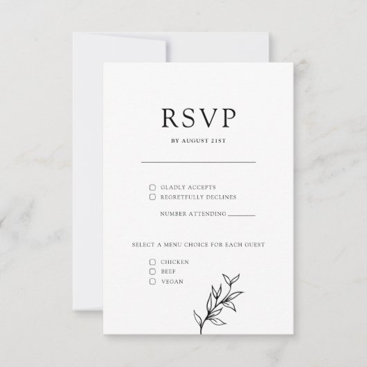 Elegant Classic Foliage RSVP Enclosure Kaart (Voorkant)