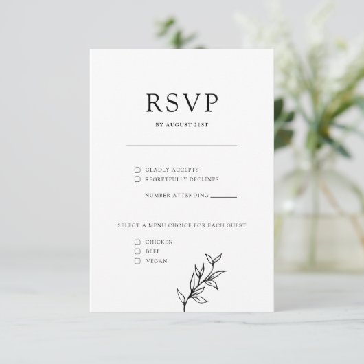 Elegant Classic Foliage RSVP Enclosure Kaart (Staand voorkant)