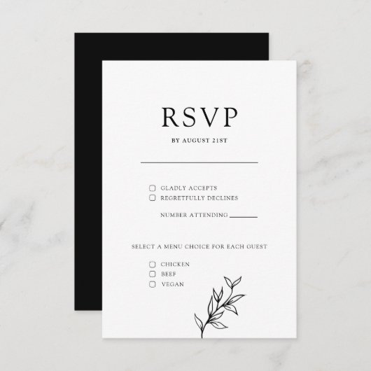 Elegant Classic Foliage RSVP Enclosure Kaart (Voorkant / Achterkant)