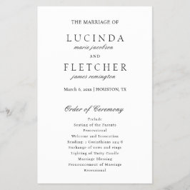 Elegant Classic Formal Budget Wedding Programme Flyer