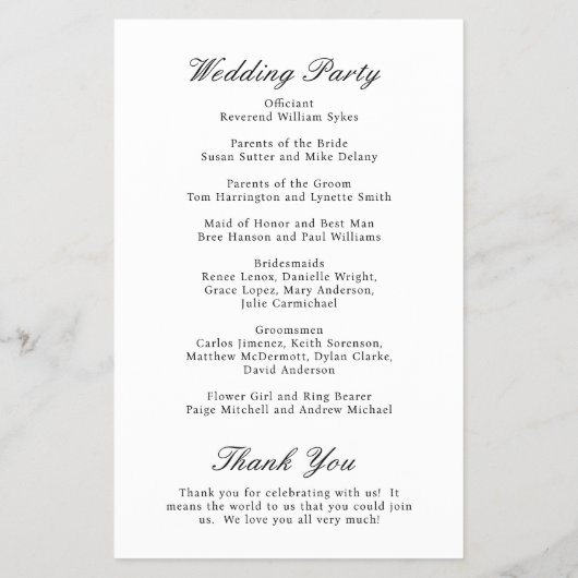 Elegant Classic Formal Budget Wedding Programme Flyer (Achterkant)