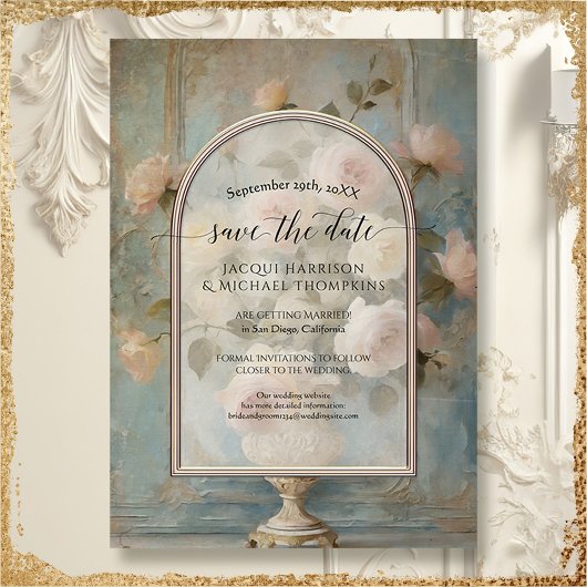 Elegant  Classic Formal Floral Pink Gold Kaart