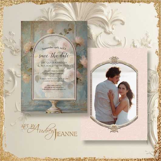 Elegant  Classic Formal Floral Pink Gold Kaart