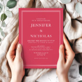 Elegant Classic Formal Magenta Red Wedding Kaart