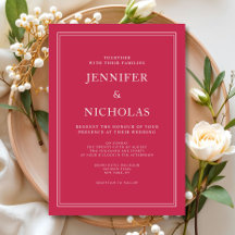 Elegant Classic Formal Magenta Red Wedding