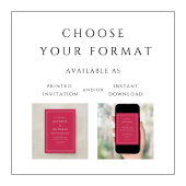Elegant Classic Formal Magenta Red Wedding Kaart