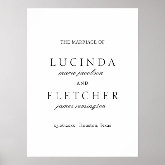 Elegant Classic Formal Minimal Wedding Poster (Voorkant)