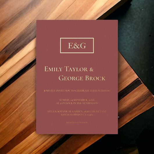 Elegant Classic Formal Monogram Modern Wedding Folie Uitnodiging