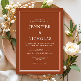 Elegant Classic Formal Terracotta Wedding Kaart