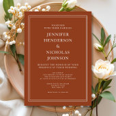 Elegant Classic Formal Terracotta Wedding Kaart