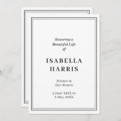 Elegant Classic Funeral Service Design Programmakaart (Voorkant / Achterkant)