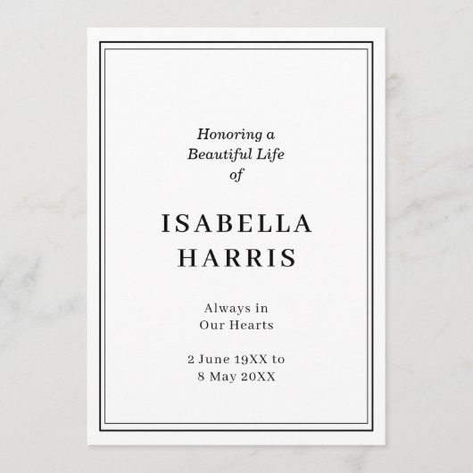 Elegant Classic Funeral Service Design Programmakaart (Voorkant)