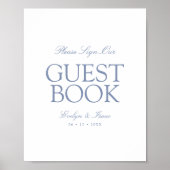 Elegant Classic Gastboek Dusty Blue Poster (Voorkant)