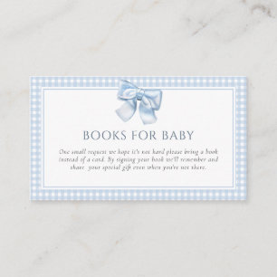 Elegant Classic Gingham Blue strik boeken voor Bab Informatiekaartje