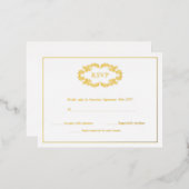 Elegant Classic Gold Crest Monogram RSVP-kaarten Folie Uitnodiging Briefkaart (Voorkant / Achterkant)
