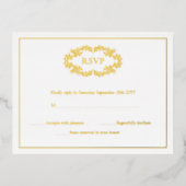 Elegant Classic Gold Crest Monogram RSVP-kaarten Folie Uitnodiging Briefkaart (Voorkant)