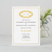 Elegant Classic Gold Crest Monogram Weddenschap Folie Uitnodiging (Staand Voorkant)