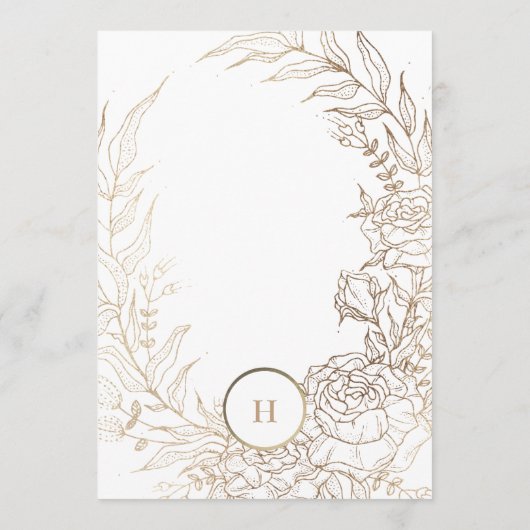 Elegant Classic Gold Foil Monogram WreatWedding Kaart (Achterkant)
