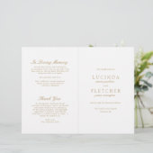 Elegant Classic Gold Formal Wedding Programme (Staand voorkant)
