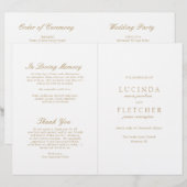 Elegant Classic Gold Formal Wedding Programme (Voorkant / Achterkant)
