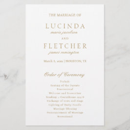 Elegant Classic Gold Formal Wedding Programme