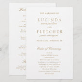 Elegant Classic Gold Formal Wedding Programme (Voorkant / Achterkant)