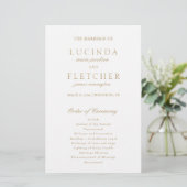 Elegant Classic Gold Formal Wedding Programme (Staand voorkant)