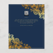 Elegant Classic Gold Lace Blue Wedding Invite (Achterkant)